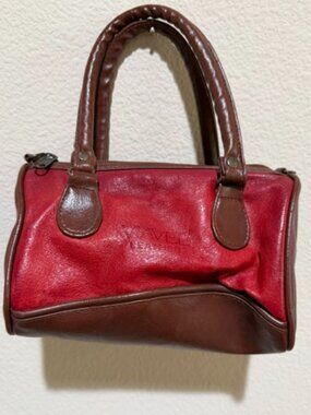 Vintage Viavee Leather Red Brown Satchel Handbag Genuine Leather Boho Purse